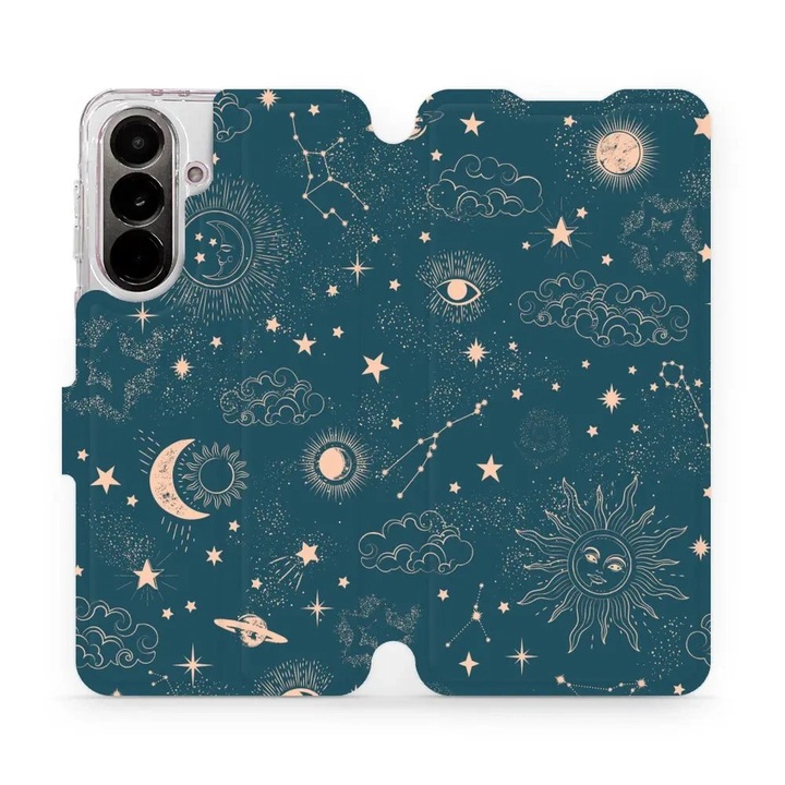 Husa flip Mobiwear pentru Samsung Galaxy A37 5G, design multicolor, suport, inchidere magnetica