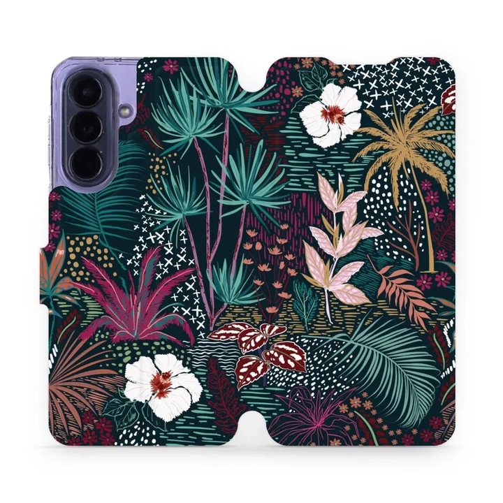 Husa flip Mobiwear pentru Samsung Galaxy A57 5G, design flori, inchidere magnetica, multicolor