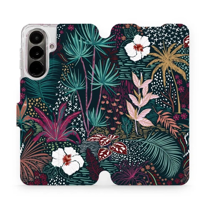 Husa flip Mobiwear pentru Samsung Galaxy A37 5G, design flori, inchidere magnetica, multicolor