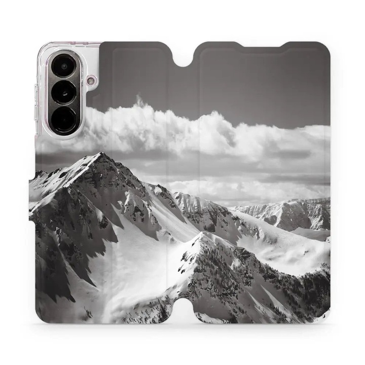 Husa flip Mobiwear pentru Samsung Galaxy A37 5G, suport, gri, elegant