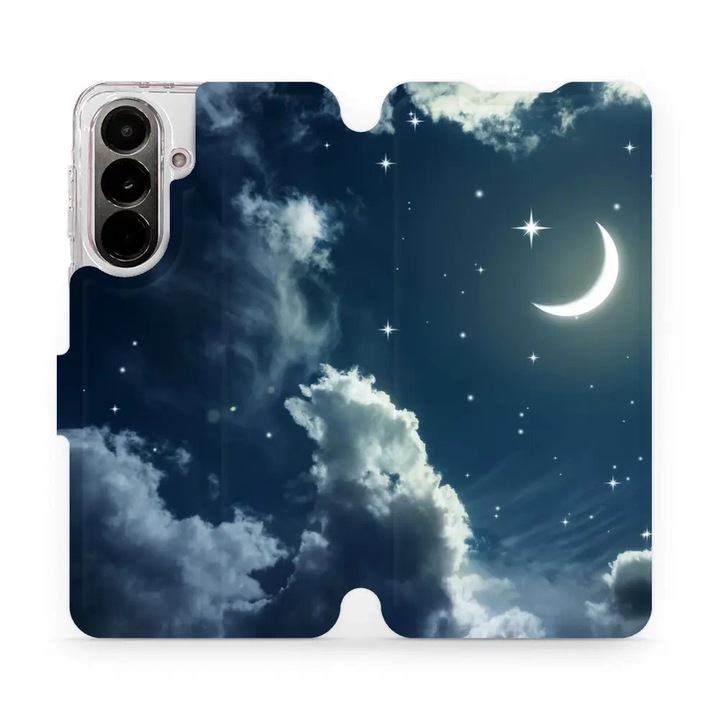 Husa flip Mobiwear pentru Samsung Galaxy A37 5G, design nocturn, suport, multicolor