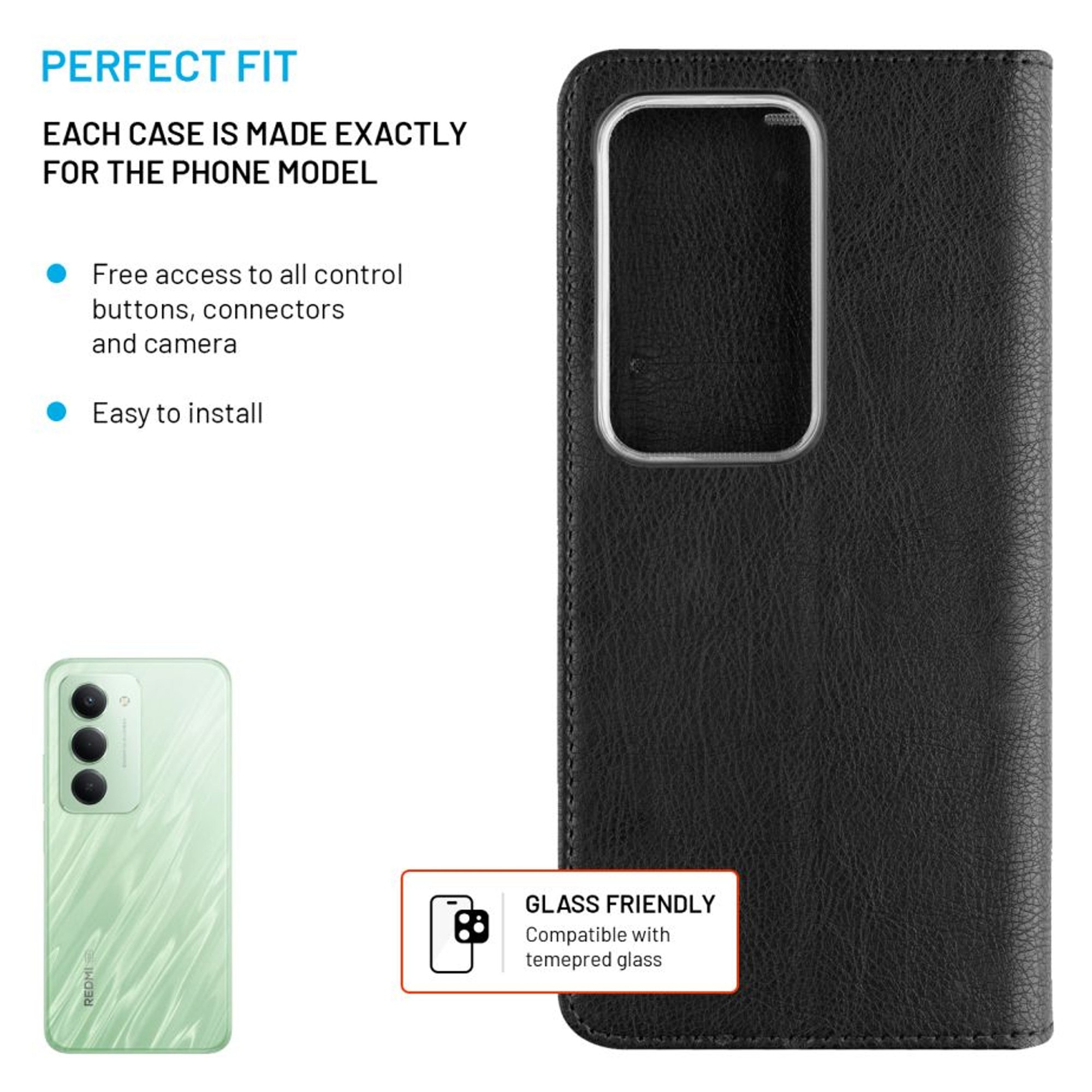 Husa telefon FIXED Opus pentru Xiaomi Redmi 15 4G/5G, neagra, 295955