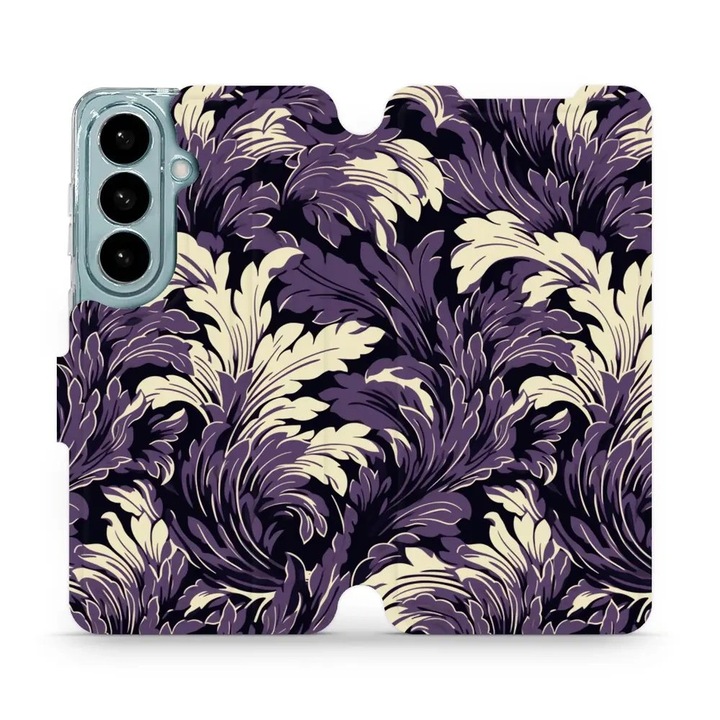 Husa flip Mobiwear pentru Samsung Galaxy S26, flori, suport, violet