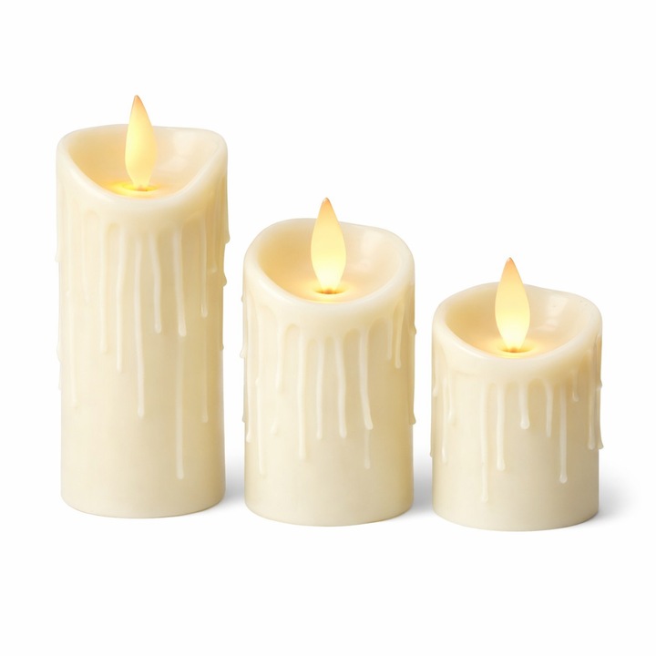 Орнамент с 3 декоративни LED свещи, 7см, 9см, 11см, 925-11