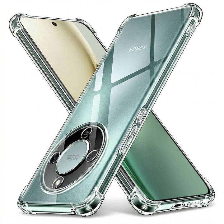 Husa pentru Honor Magic 8 Lite, Silicon TPU, Transparenta, 1.5mm, Protectie Anti-Shock cu 4 Colturi Intarite, Carcasa Protectoare Rezistenta la Socuri si Zgarieturi, Ultra Slim, Crystal Clear