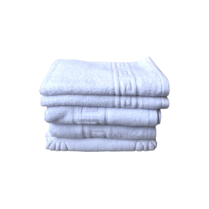 Set prosoape 5 buc 50x90 cm, 50x70cm si 30x50 cm, bumbac 100%, 500 g/mp, ALB