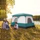 Cort mare de camping Northix, 2 camere, 8-10 persoane, impermeabil, 420x305x200cm, cu veranda și geantă de transport