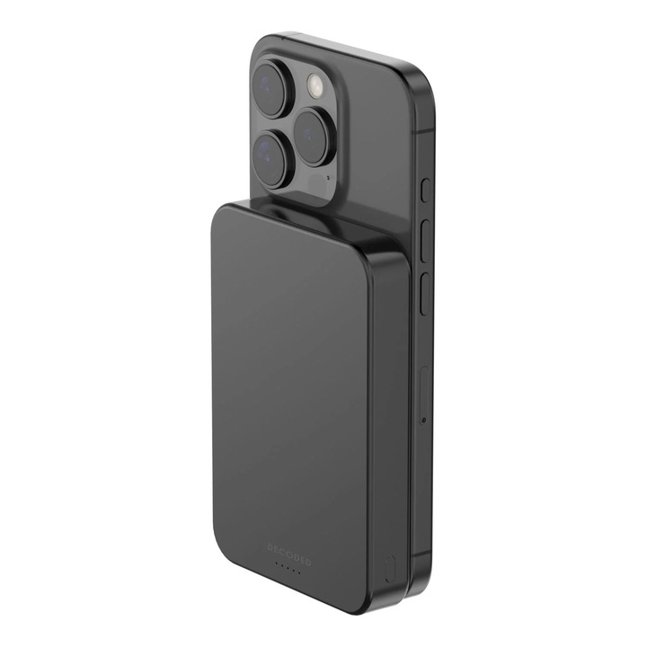 Baterie externă Decoded Ultra Slim, 10.000 mAh, wireless, MagSafe, negru, 14mm
