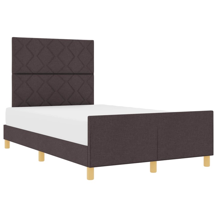 Cadru de pat cu headboard vidaXL, Maro inchis 120 x 200 cm tesatura
