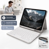 Husa cu Tastatură Bluetooth Detasabilă Excitat pentru iPad Gen 11/10, Gri, Design Subțire, 11x10.9 inch