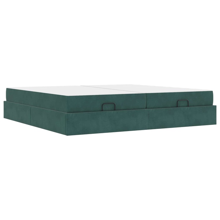 Set Cadru de pat cu saltea vidaXL, cu saltea 2 pcs Verde Catifea