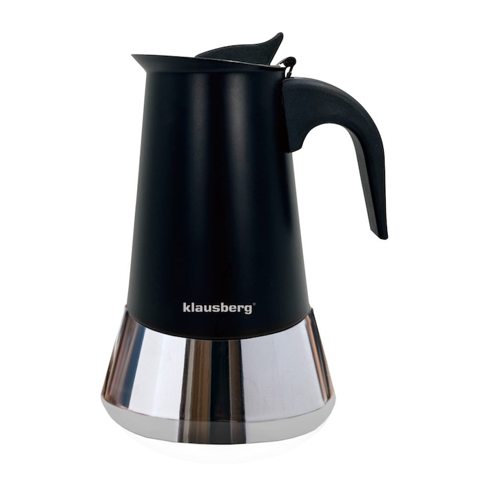 Cafetiera, Klausberg, KB-7845, 300ml, 6 cesti, presiune, otel inoxidabil, maner ergonomic, pentru plite cu inductie, lavabila manual, design clasic