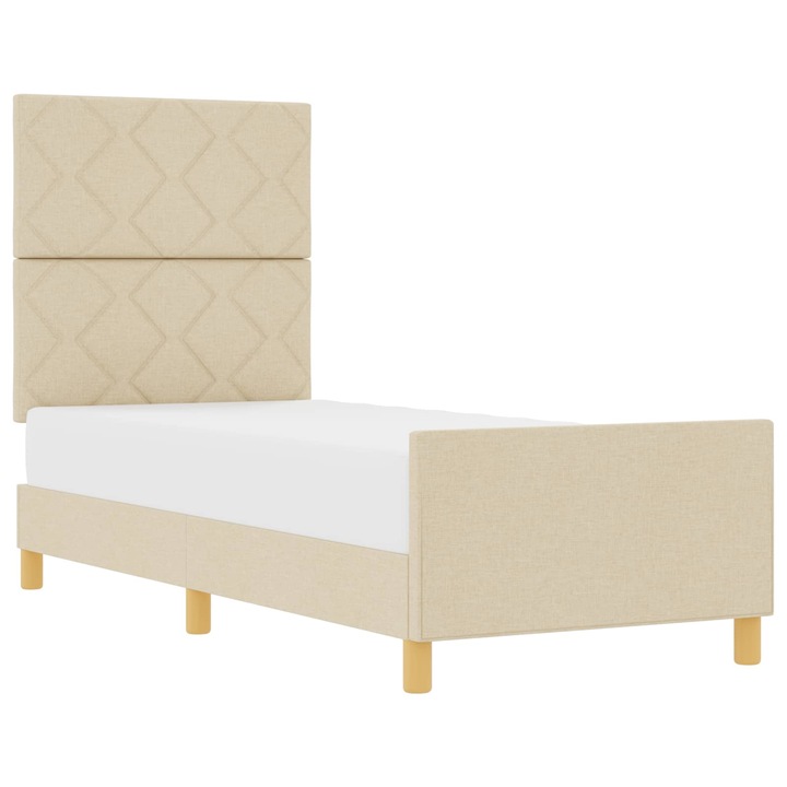 Cadru de pat cu headboard vidaXL, Crem 80 x 200 cm tesatura