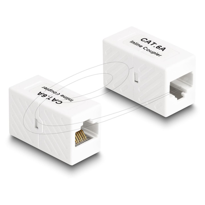Adaptor RJ45 jack la RJ45 jack Cat.6A UTP DeLock, alb