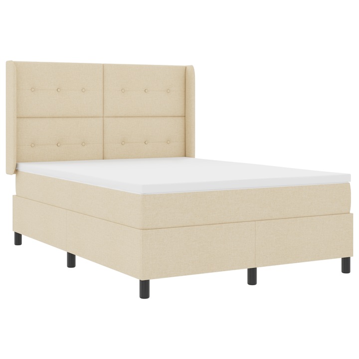 vidaXL Boxspring Ágy Matraccal Krém 140x190 cm Szövet 3341642