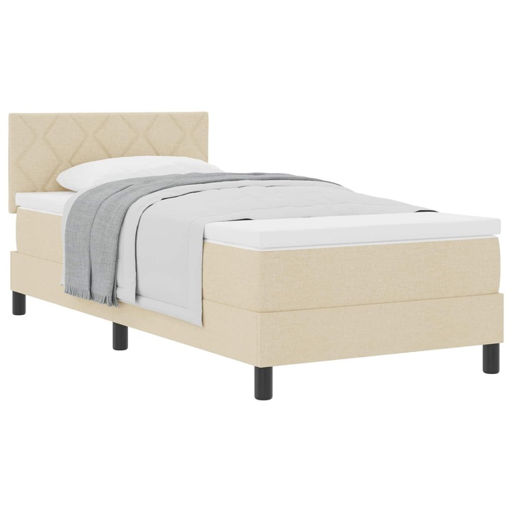 Boxspring ágy matraccal matracmal Krém 100 x 200 cm szövet, vidaXL, 3338746