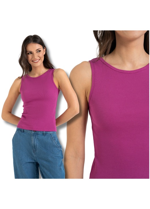 Maiou dama Moraj, model basic, bumbac respirabil cu elastan, roz