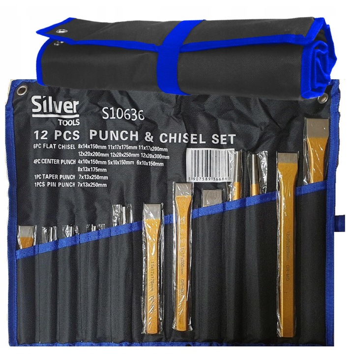 Kit sculptura SilverTools 12 elemente, 6 taietoare, 4 puncte, dimensiuni variate, etui inclus