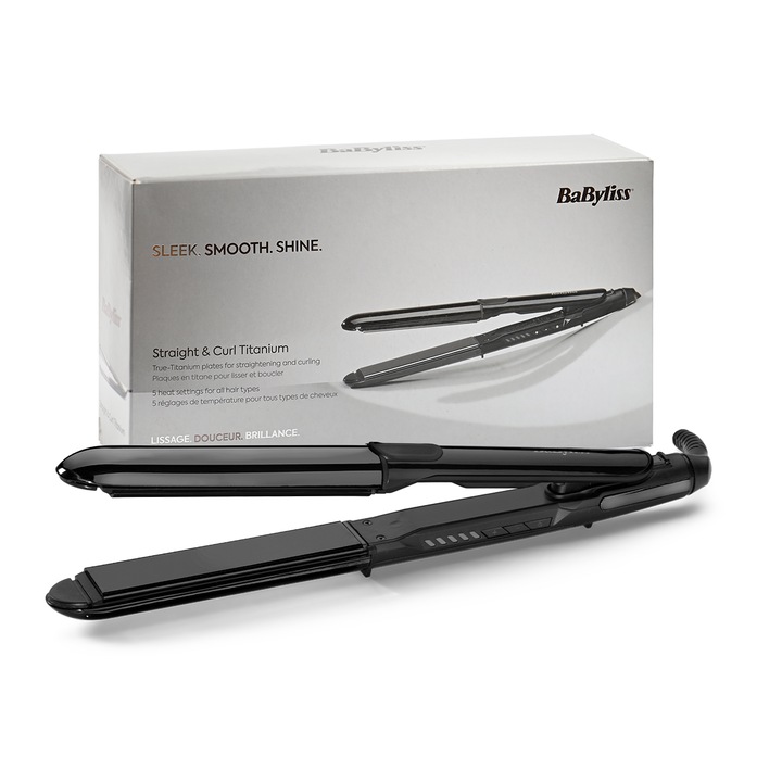 Placa de par 2 in 1 Straight & Curl Titanium ST486E BaByliss
