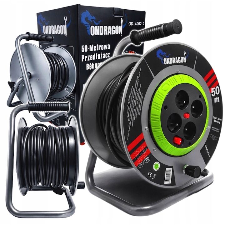 Prelungitor Ondragon 50m 3x2,5mm metalic, 4 prize, IP44