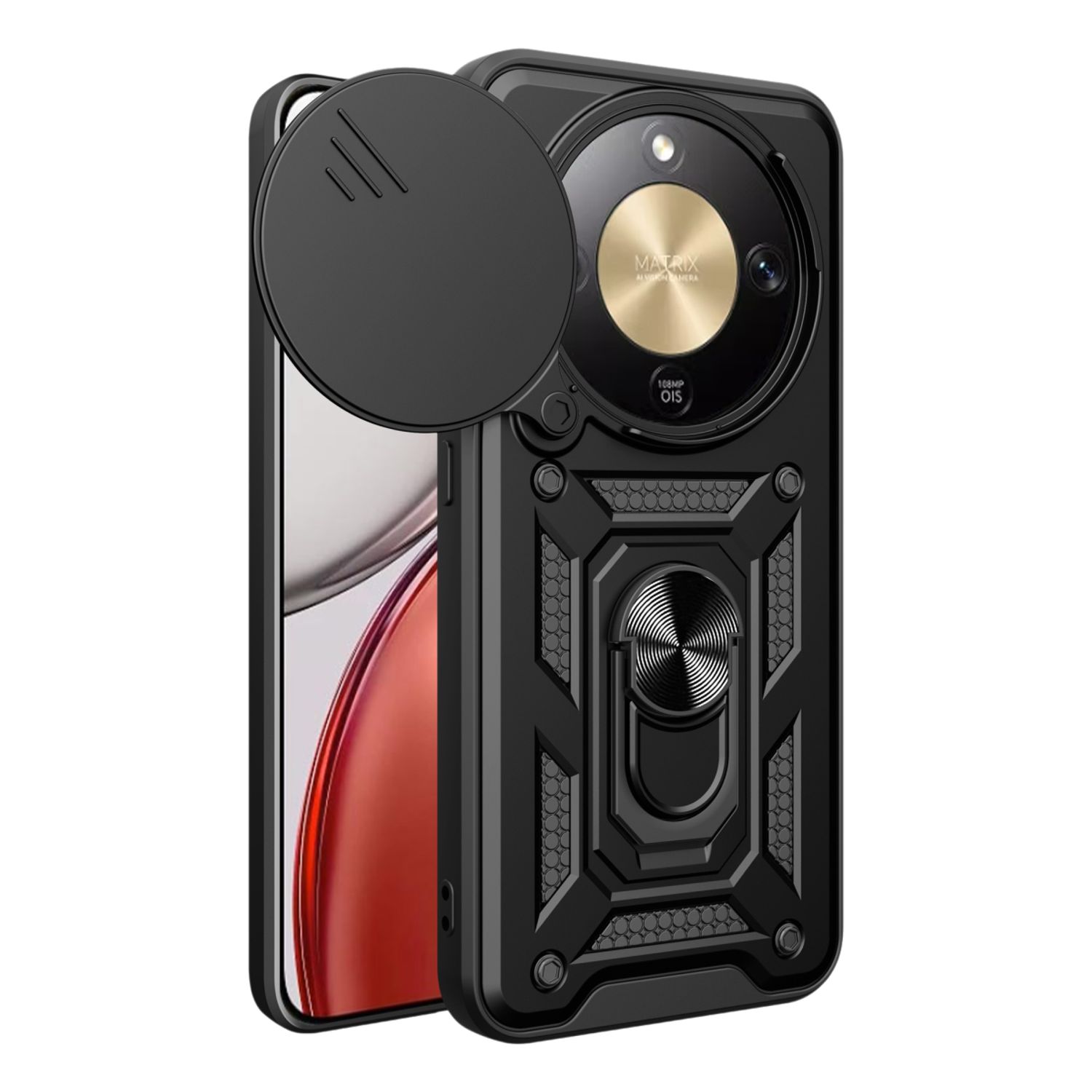Husa pentru Honor Magic 8 Lite, Protectie Militara Anti-soc cu Slider Camera si Ecran Inclus, Inel Rotativ 360 Grade, Suport Magnetic Auto, Carcasa Tip Armura Rezistenta la Impact, Material TPU si PC