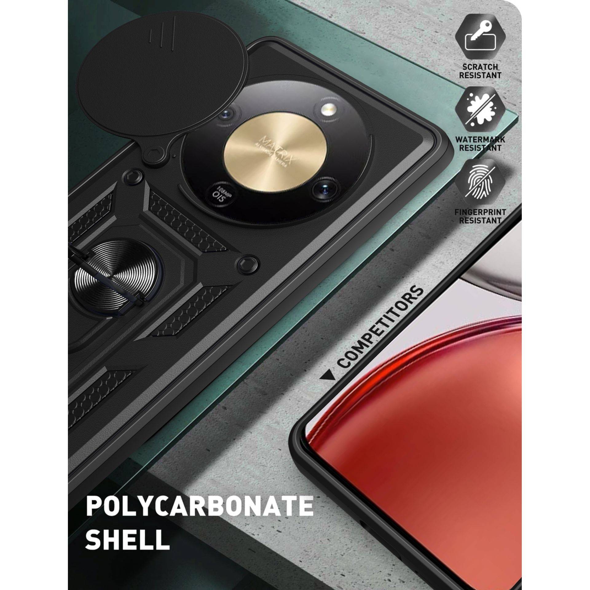 Husa pentru Honor Magic 8 Lite, Protectie Militara Anti-soc cu Slider Camera si Ecran Inclus, Inel Rotativ 360 Grade, Suport Magnetic Auto, Carcasa Tip Armura Rezistenta la Impact, Material TPU si PC