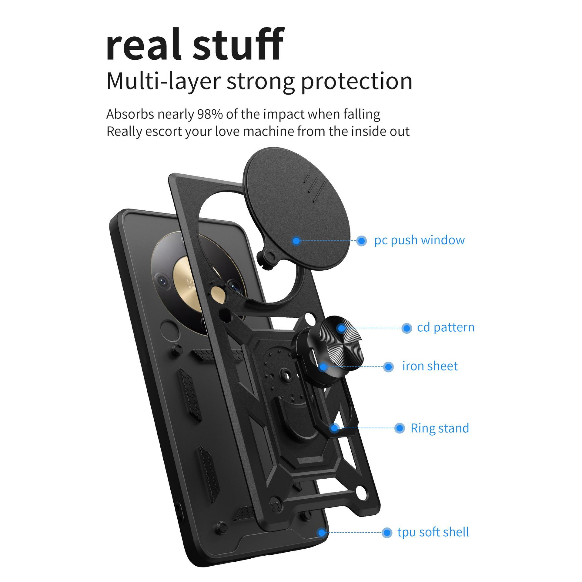 Husa pentru Honor Magic 8 Lite, Protectie Militara Anti-soc cu Slider Camera si Ecran Inclus, Inel Rotativ 360 Grade, Suport Magnetic Auto, Carcasa Tip Armura Rezistenta la Impact, Material TPU si PC