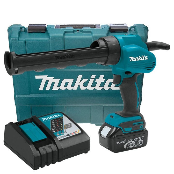 Pistol de lipit si silicon 18V, Makita DCG180RF, 5000N, 5 viteze, 300ml, set cu acumulator si incarcator