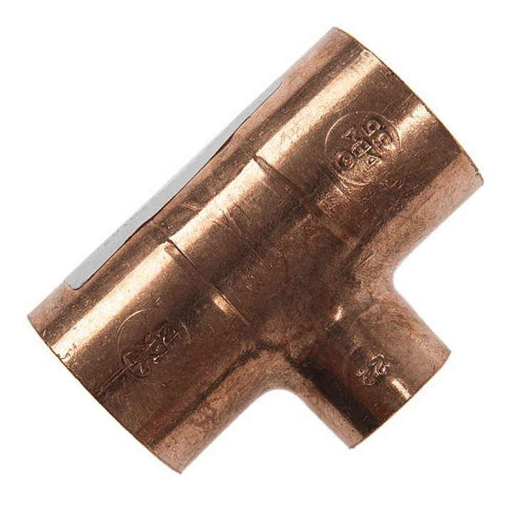 Teu cupru, F-F-F, diametru 35-22-35 mm