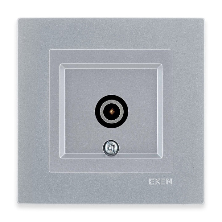 Priza TV finala cu filtrare argintiu 260/10E, set cu rama simpla argintie K101/10E