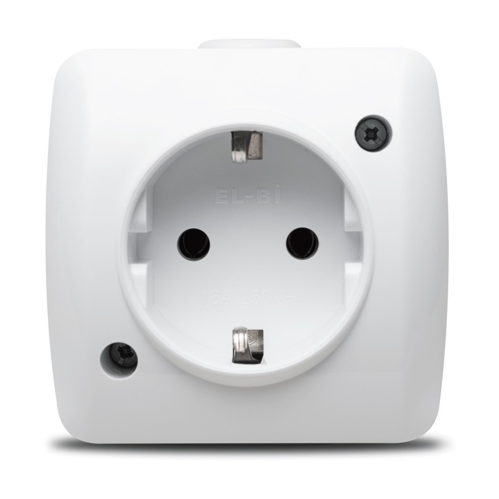 Priza simpla, ELBI, Plastic, Alb, IP20, 1x16A