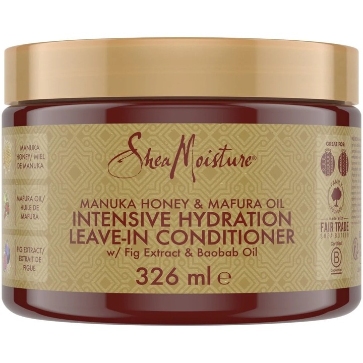 Shea Moisture Manuka mézes és Mafura olajos öblítésmentes hidratáló balzsam, 326 ml