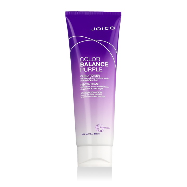 Joico Color Balance Purple árnyaló balzsam, 250 ml, festett hajra, intenzív hidratálás, UV védelem, lila