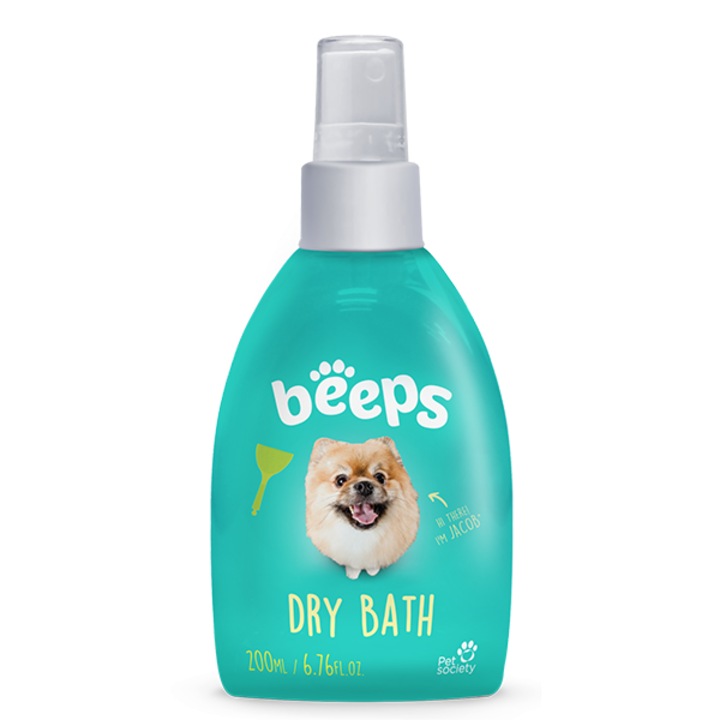 Spray pentru spălare uscată Beeps, 200 ml, parfum pepene galben, pentru câini și pisici