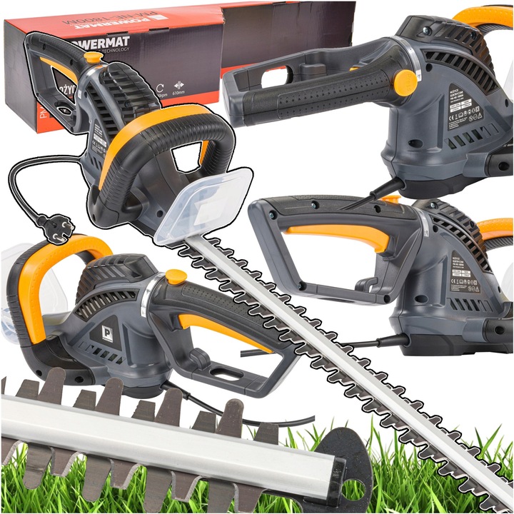 Foarfeca electrica pentru tufisuri PowerMat PM-NE-1800M, 1800W, 610mm, taiere max. 20mm, compacta