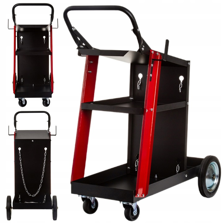 Carucior de sudura cu 3 poli, 60kg, cu suport pentru butelii, dimensiuni 70x39x88cm, 4 roti