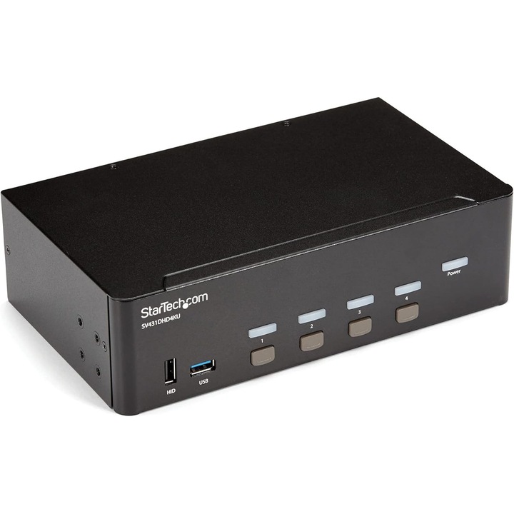 KVM kapcsoló Startech 4 portos, 4K 30Hz, 2 USB 3.0, 2 monitor támogatása