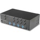 KVM kapcsoló Startech 4 portos, 4K 30Hz, 2 USB 3.0, 2 monitor támogatása