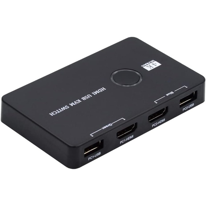 NFHK KVM HDMI kapcsoló 4K@60Hz, 2 PC támogatása, USB 2.0, 2xHDMI, plug and play