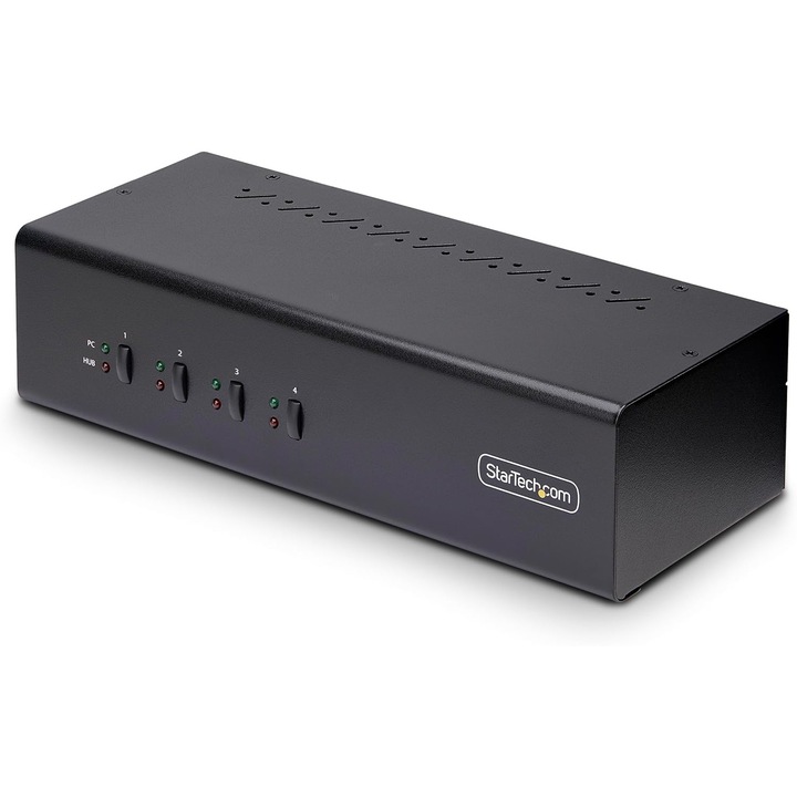 Startech KVM kapcsoló, 4 portos, 2 monitoros, 4K 60Hz, 2xUSB 3.0, 2xUSB 2.0