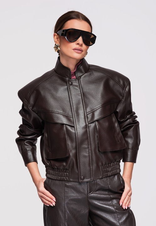 Jacheta de piele LARICA OW-JAFL-0101, Maro