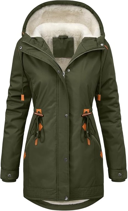 Geacă parka de iarnă pentru femei, CMTOP, impermeabilă, cu glugă, verde, marimea XL