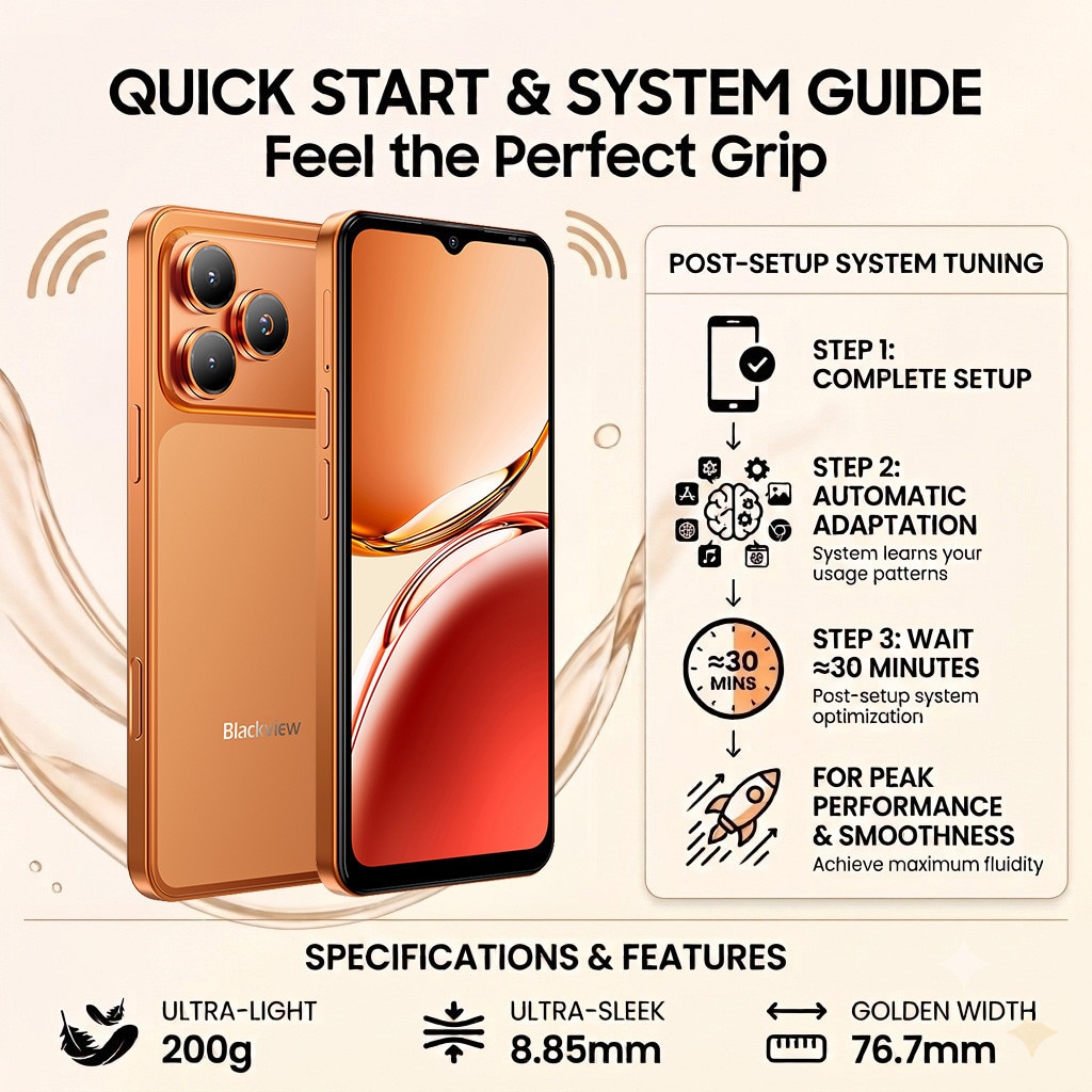 Telefon mobil Blackview Wave 7C, Android 16, 16GB+128GB（2TB TF),6.56"HD+ IPS, 32MP+13MP, Unisoc Tiger T310,5000mAh/IP54/WiFi 5G/Face ID/2 SIM, Albastru