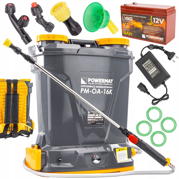 Opryskiwacz electric 16L cu acumulator litio-jon, set 4 duze, presiune reglabila, 12V