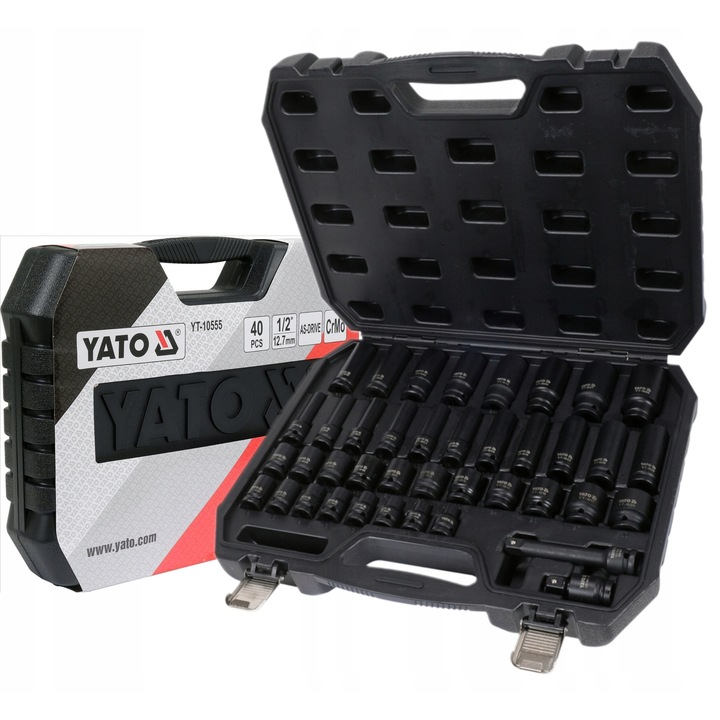 Set chei tubulare cu impact 1/2", 40 piese, dimensiuni 9-30 mm