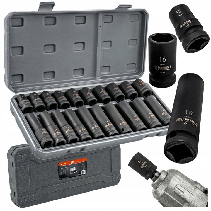 CAPETE DE IMPACT HEX 1/2 CR-V 20 BUC 38MM 78MM PENTRU CHEIE DE IMPACT CUTIE SET