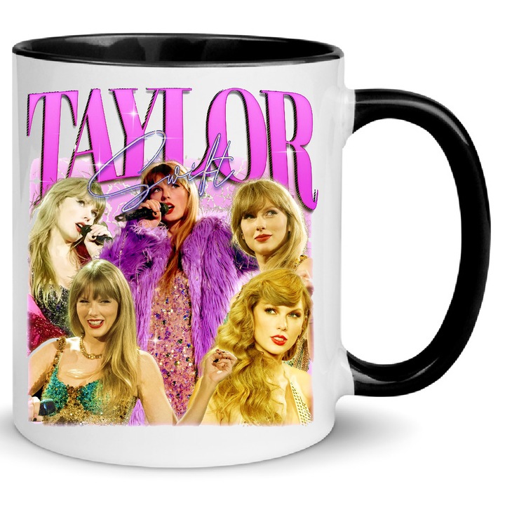 Taylor Swift Cana Ceramica Premium 330ml Nr.17 – Alb Negru, Finisaj Lucios, Se Poate Spala in Masina de Spalat Vase, Imprimare prin Sublimatie de Inalta Calitate, Cadou Exclusiv pentru Fani
