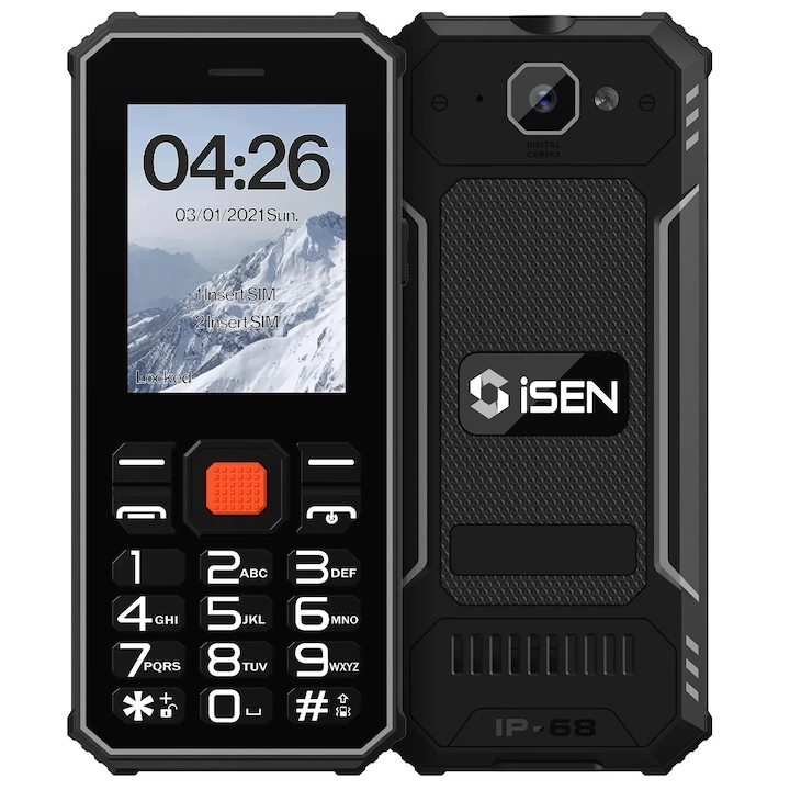 Telefon mobil iSEN F1, 4G, IP68, Gri, 2.4" LCD, Dual SIM