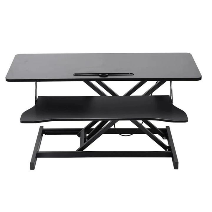 Állítható asztali átalakító, pneumatikus, 94x40cm, 17kg, fekete, dupla rétegű, téglalap alakú, fekete