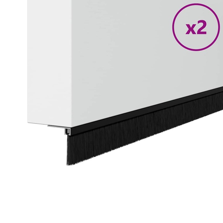 Set sigil pentru uși cu perii, vidaXL, aluminiu, negru, 100x3cm, 2 piese